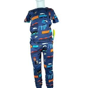 Fish Stix train and railroad crossing pajamas size 6